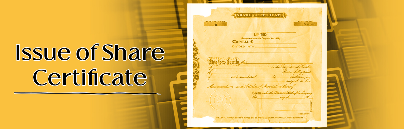 Issue of Share Certificate
